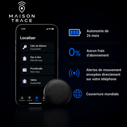 Maison Trace Orbit  (GP90)- Tracker GPS précis sans abonnement (Android/Apple)